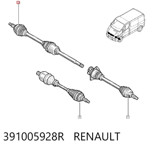 Правая полуось 391005928R Renault (RVI)