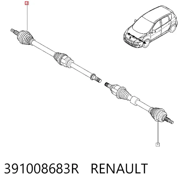 Правая полуось 391008683R Renault (RVI)