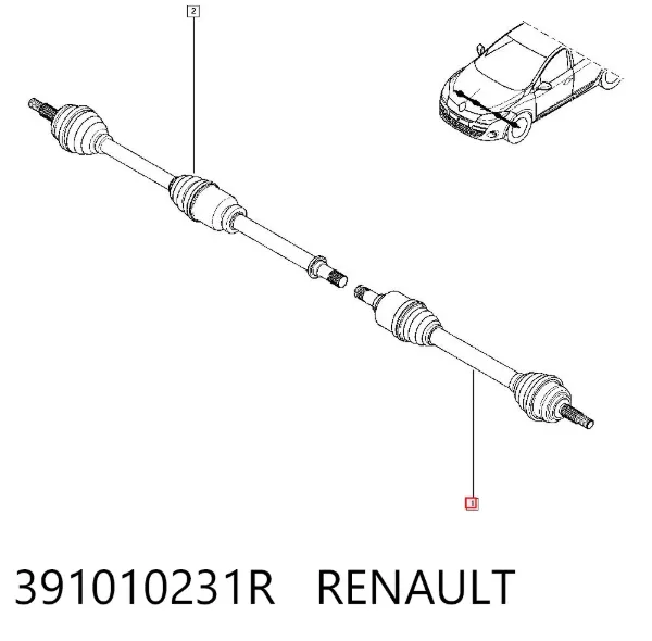 Левая полуось 391010231R Renault (RVI)