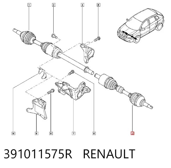 Левая полуось 391011575R Renault (RVI)