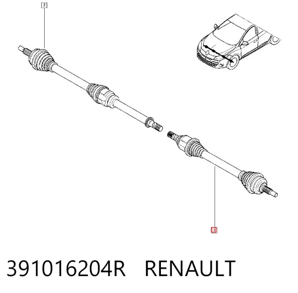 Левая полуось 391016204R Renault (RVI)