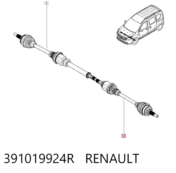 Левая полуось 391019924R Renault (RVI)