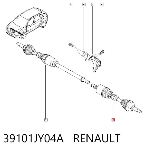 Левая полуось 39101JY04A Renault (RVI)