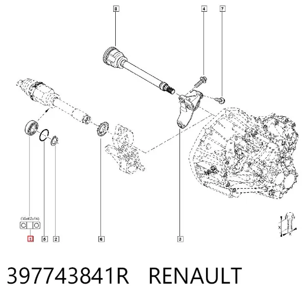 Подвесной подшипник передней полуоси 397743841R Renault (RVI)