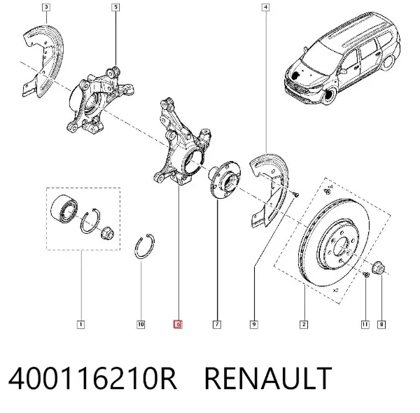 Цапфа передняя левая 400116210R Renault (RVI)