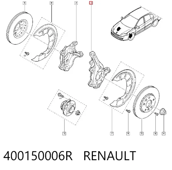 Цапфа передняя левая 400150006R Renault (RVI)