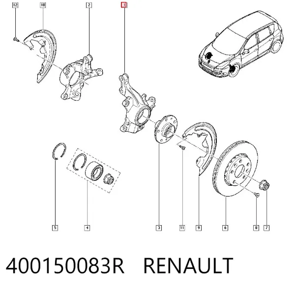 Цапфа передняя левая 400150083R Renault (RVI)