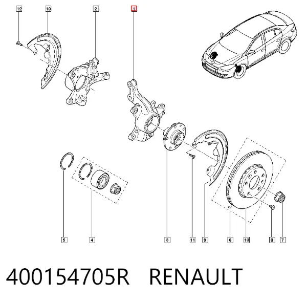 Цапфа передняя левая 400154705R Renault (RVI)