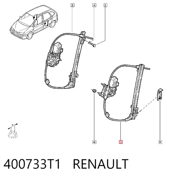 Механизм стеклоподъемника двери задней левой 400733T1 Renault (RVI)