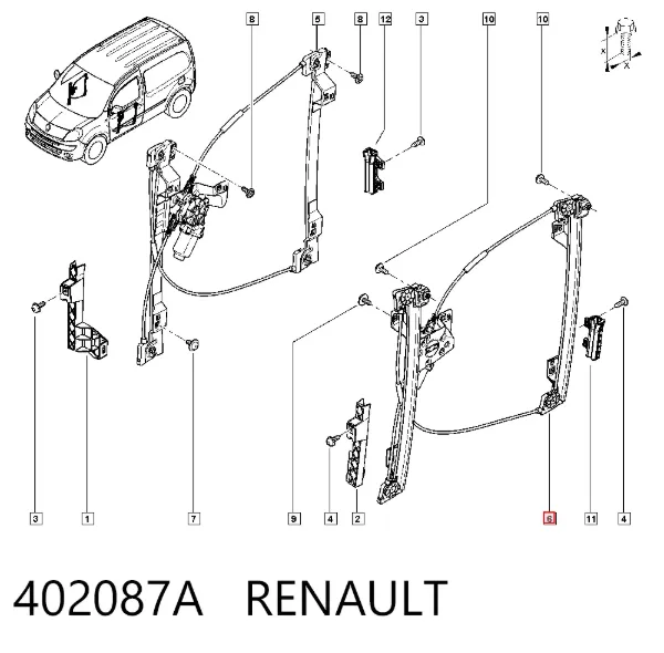 Стеклоподъемник передней левой двери 402087A Renault (RVI)
