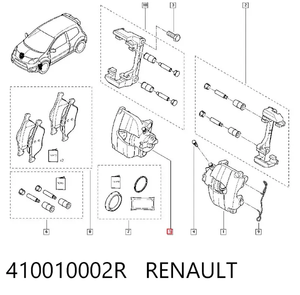 Суппорт тормозной передний правый 410010002R Renault (RVI)