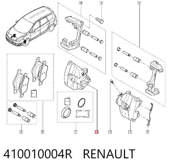 Суппорт тормозной передний правый 410010004R Renault (RVI)