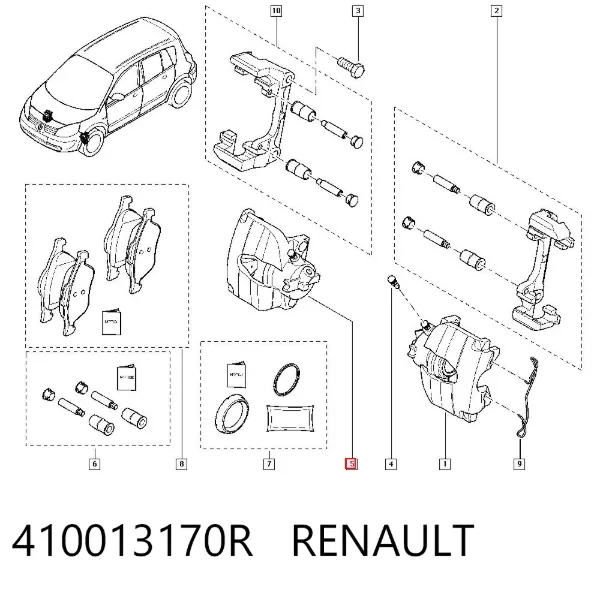 Суппорт тормозной передний правый 410013170R Renault (RVI)