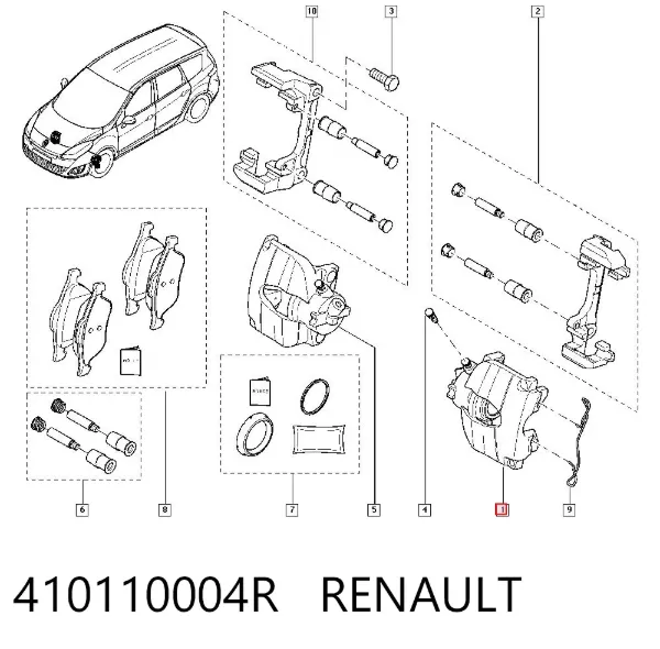 Суппорт тормозной передний левый 410110004R Renault (RVI)