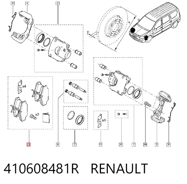 Передние тормозные колодки 410608481R Renault (RVI)