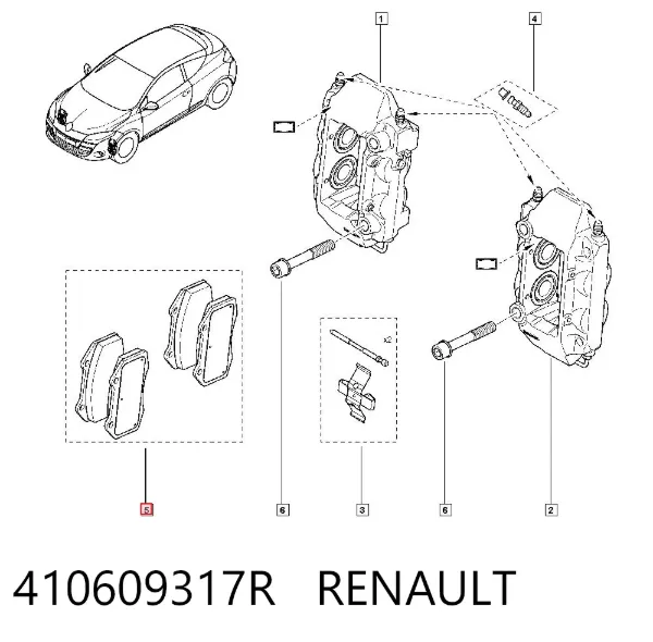 Передние тормозные колодки 410609317R Renault (RVI)