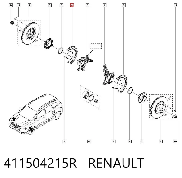 Защита тормозного диска переднего правого 411504215R Renault (RVI)
