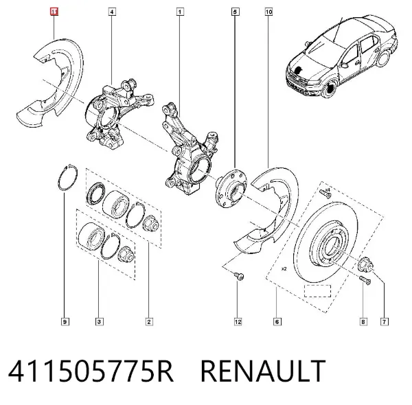 Защита тормозного диска переднего 411505775R Renault (RVI)