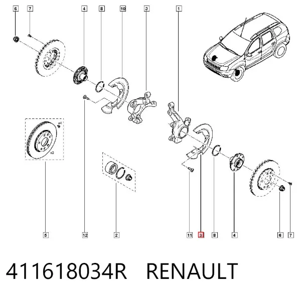 Защита тормозного диска переднего левого 411618034R Renault (RVI)