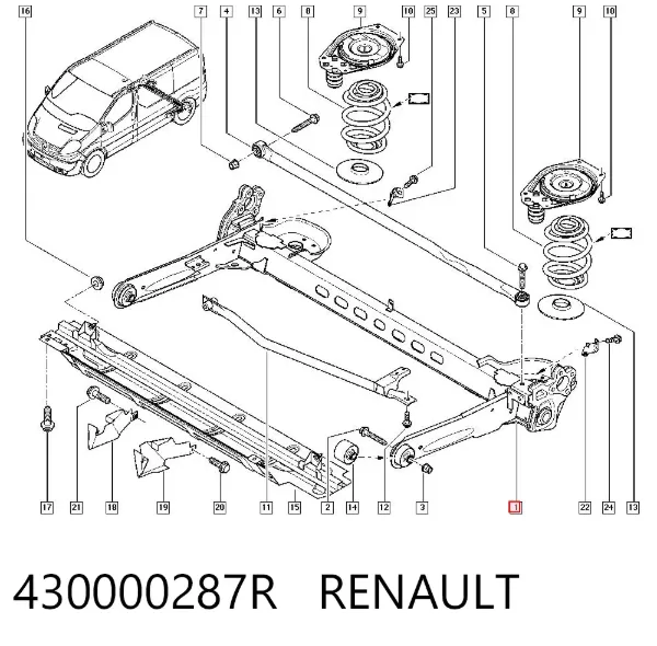 Подрамник задний 430000287R Renault (RVI)
