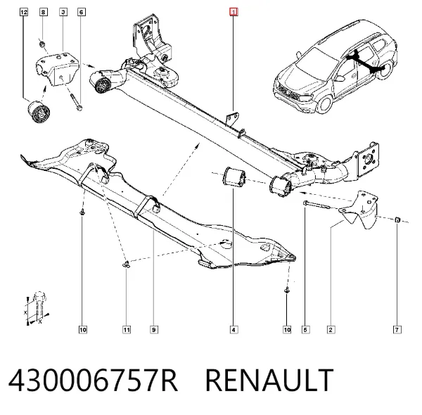Подрамник задний 430006757R Renault (RVI)