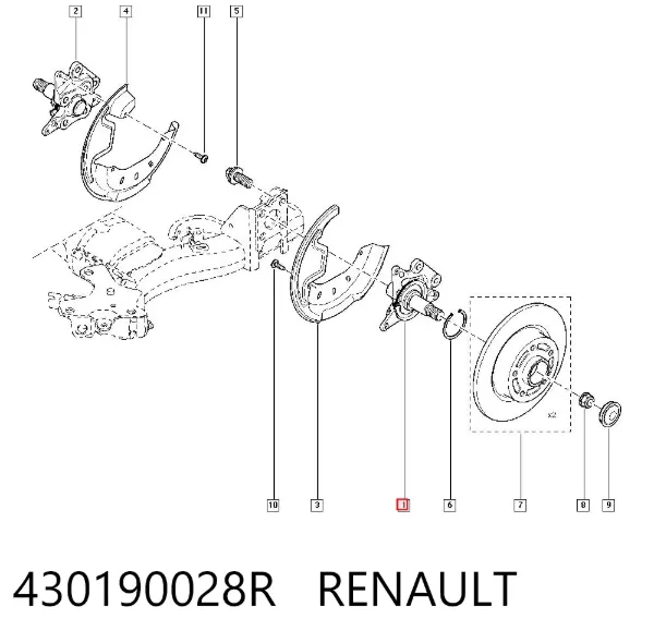 Цапфа задняя левая 430190028R Renault (RVI)