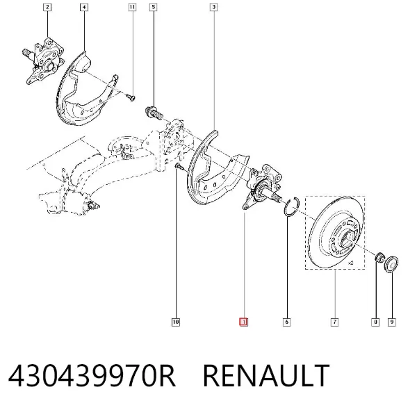 Цапфа задняя левая 430439970R Renault (RVI)