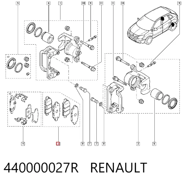 Задние тормозные колодки 440000027R Renault (RVI)