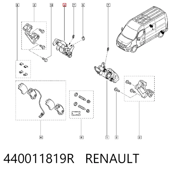 Суппорт задний правый 440011819R Renault (RVI)