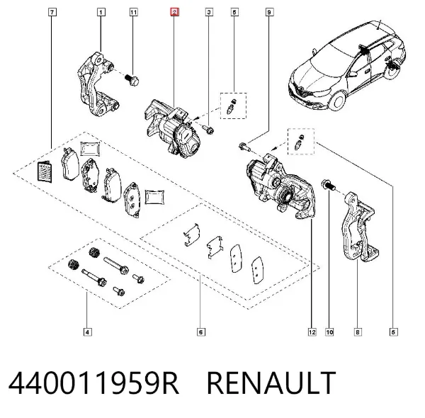 Суппорт задний правый 440011959R Renault (RVI)