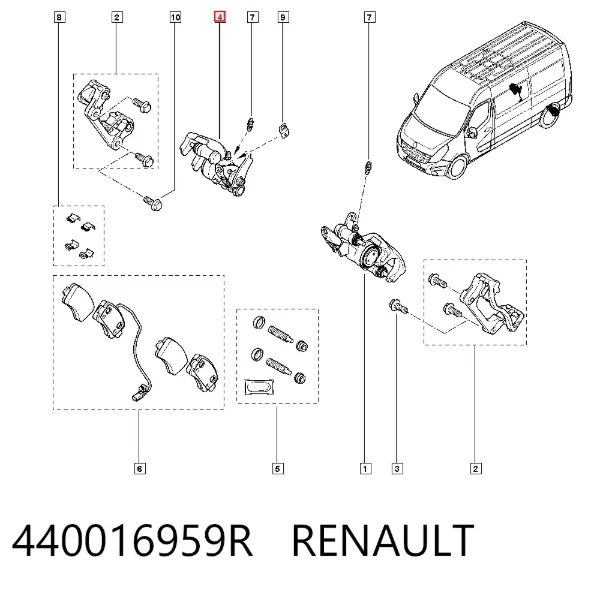 Суппорт задний правый 440016959R Renault (RVI)