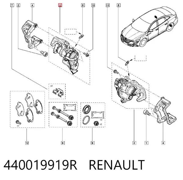 Суппорт задний правый 440019919R Renault (RVI)