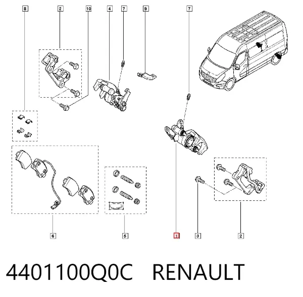 Суппорт задний левый 4401100Q0C Renault (RVI)