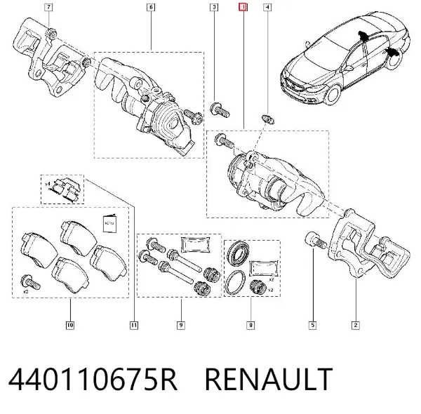 Суппорт задний левый 440110675R Renault (RVI)
