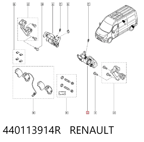 Суппорт задний левый 440113914R Renault (RVI)