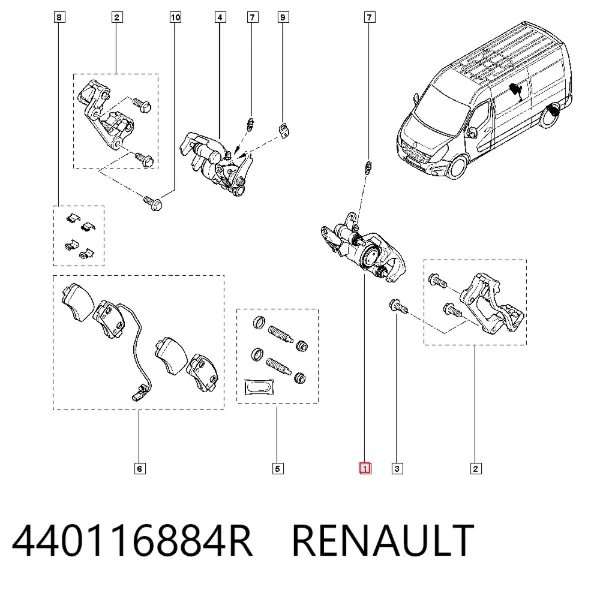 Суппорт задний левый 440116884R Renault (RVI)