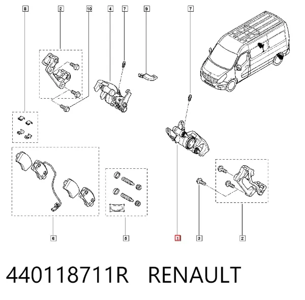 Суппорт задний левый 440118711R Renault (RVI)
