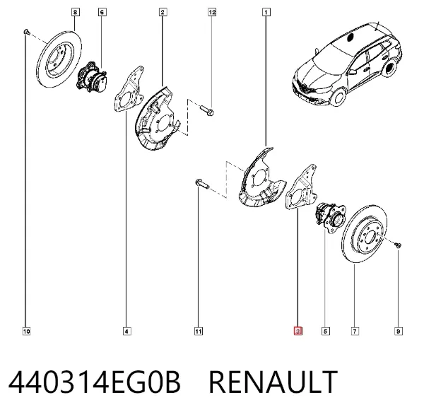 Суппорт задний левый 440314EG0B Renault (RVI)