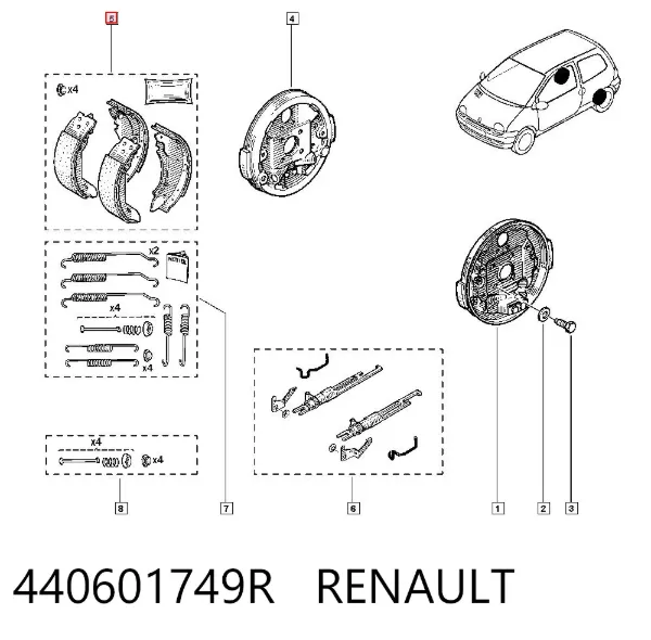 Задние барабанные колодки 440601749R Renault (RVI)