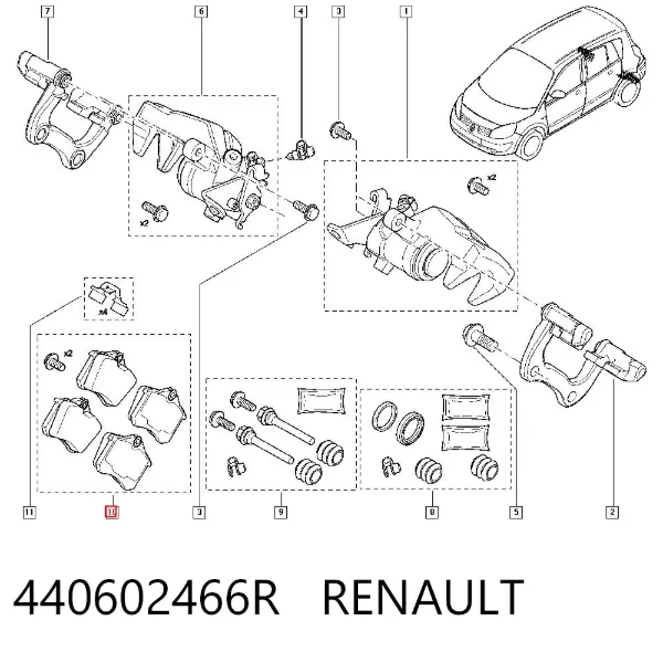 Задние тормозные колодки 440602466R Renault (RVI)