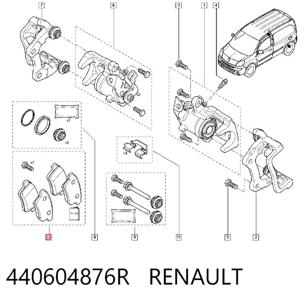 Задние тормозные колодки 440604876R Renault (RVI)