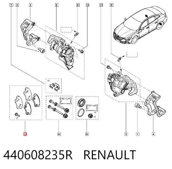 Задние тормозные колодки 440608235R Renault (RVI)
