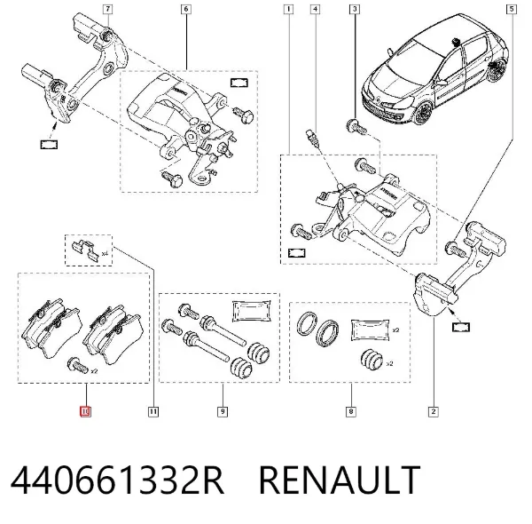 Задние тормозные колодки 440661332R Renault (RVI)