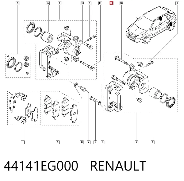 Направляющая суппорта заднего верхняя 44141EG000 Renault (RVI)
