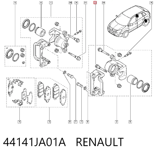 Направляющая суппорта заднего верхняя 44141JA01A Renault (RVI)