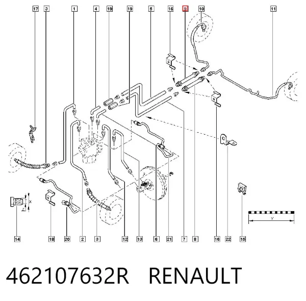Шланг тормозной задний правый 462107632R Renault (RVI)
