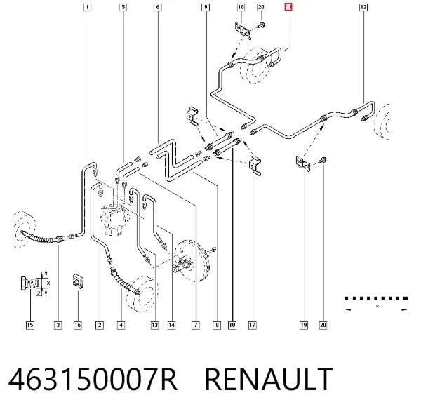 Шланг тормозной задний правый 463150007R Renault (RVI)
