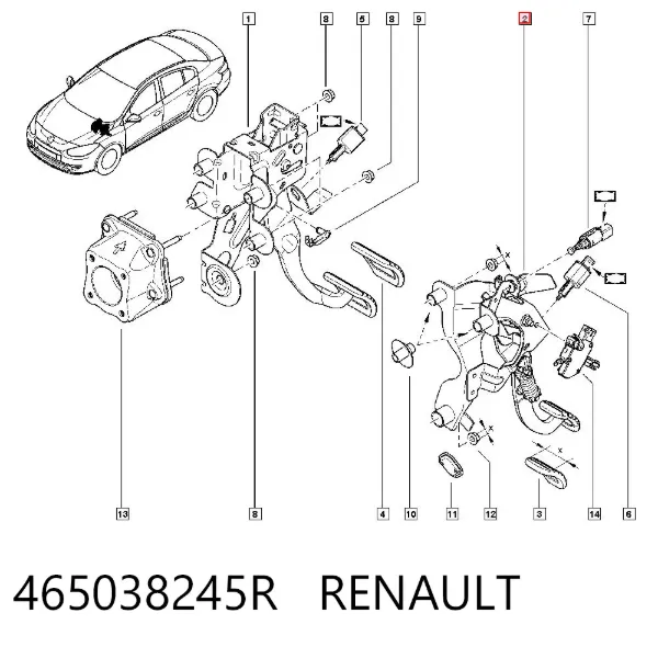 Педаль сцепления 465038245R Renault (RVI)