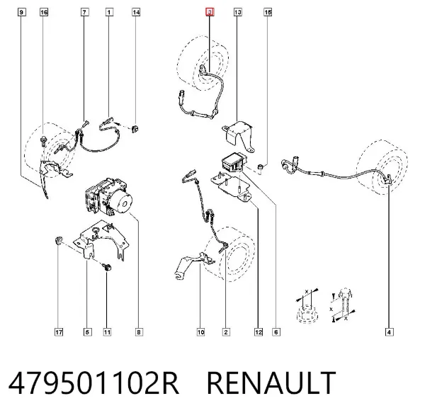 Датчик АБС задний 479501102R Renault (RVI)
