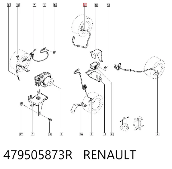 Датчик АБС задний правый 479505873R Renault (RVI)